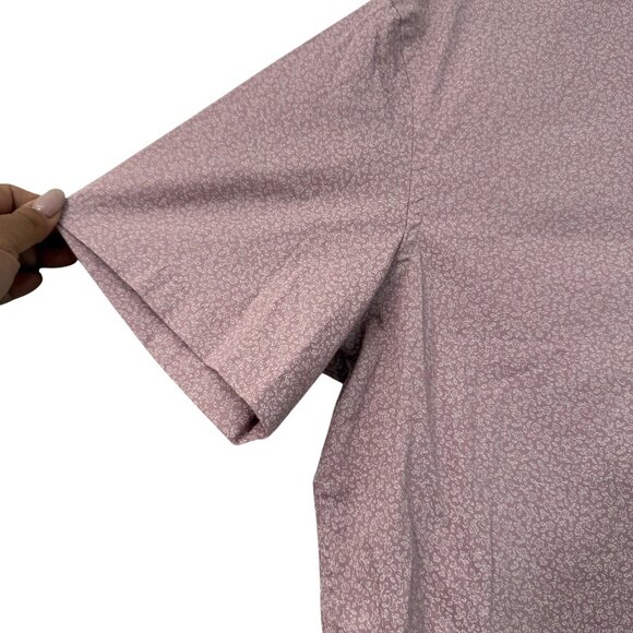 Faherty The Movement Short Sleeve Button Shirt Mauve Floral Mens Large - Picture 4 of 7